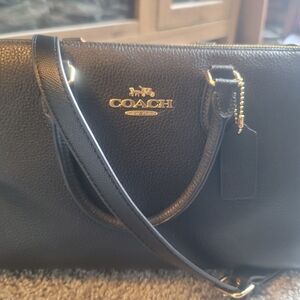 SOLD! COACH Georgia Satchel In Black Pebbled Leather